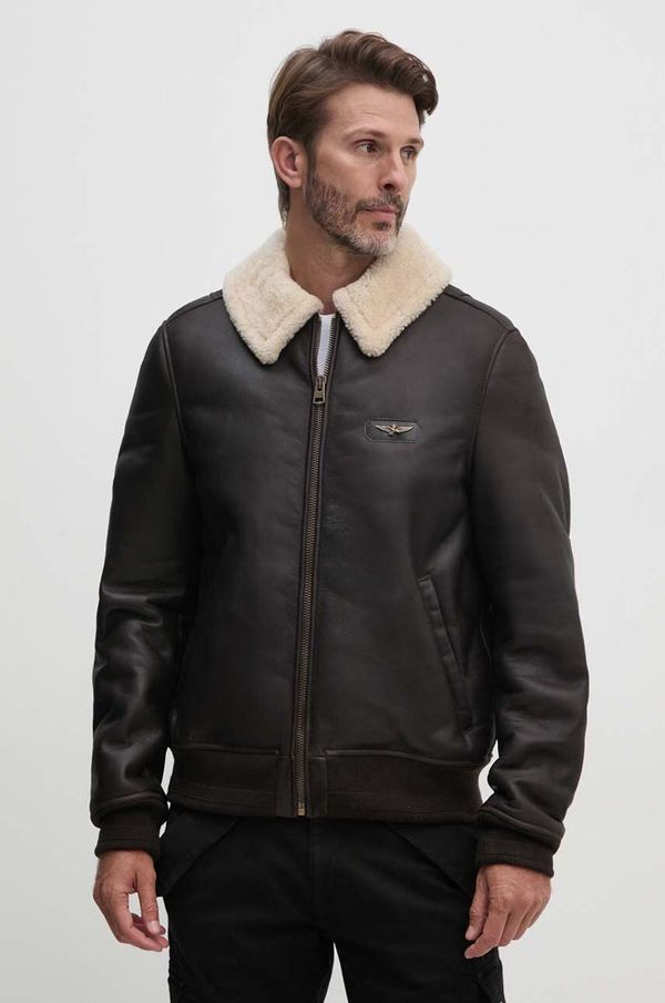 Aeronautica Militare Kožna jakna Aeronautica Militare za muškarce, boja: smeđa, za prijelazno razdoblje, PN1611763