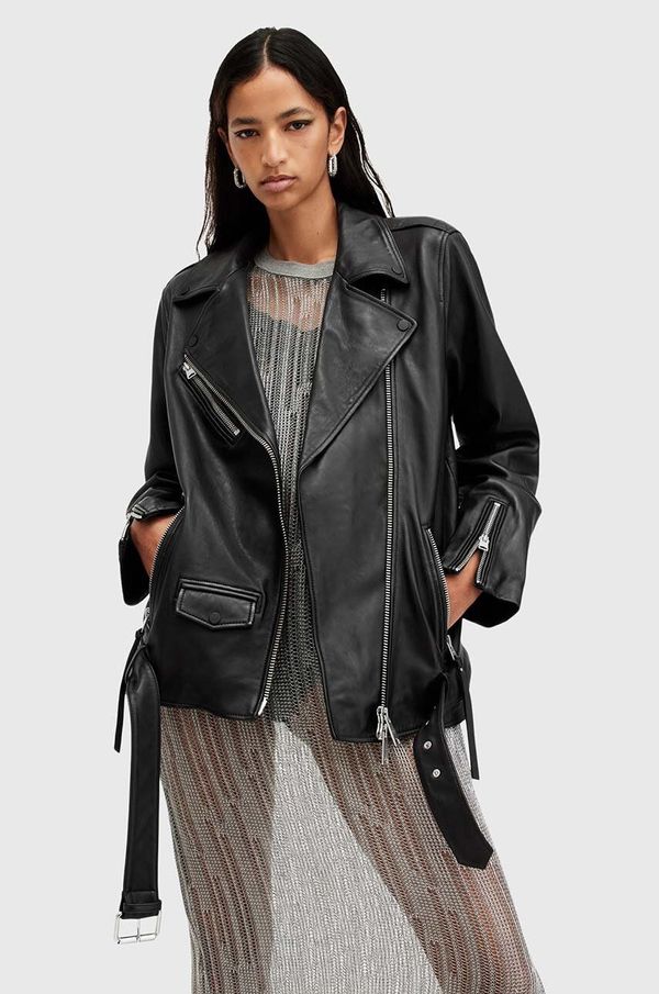 AllSaints Kožna jakna AllSaints BILLIE za žene, boja: crna, za prijelazno razdoblje, W091LB