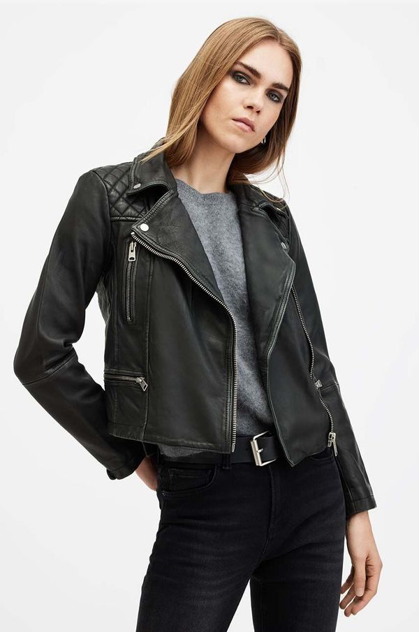 AllSaints Kožna jakna AllSaints CARGO BIKER za žene, boja: crna, za prijelazno razdoblje, W085LB