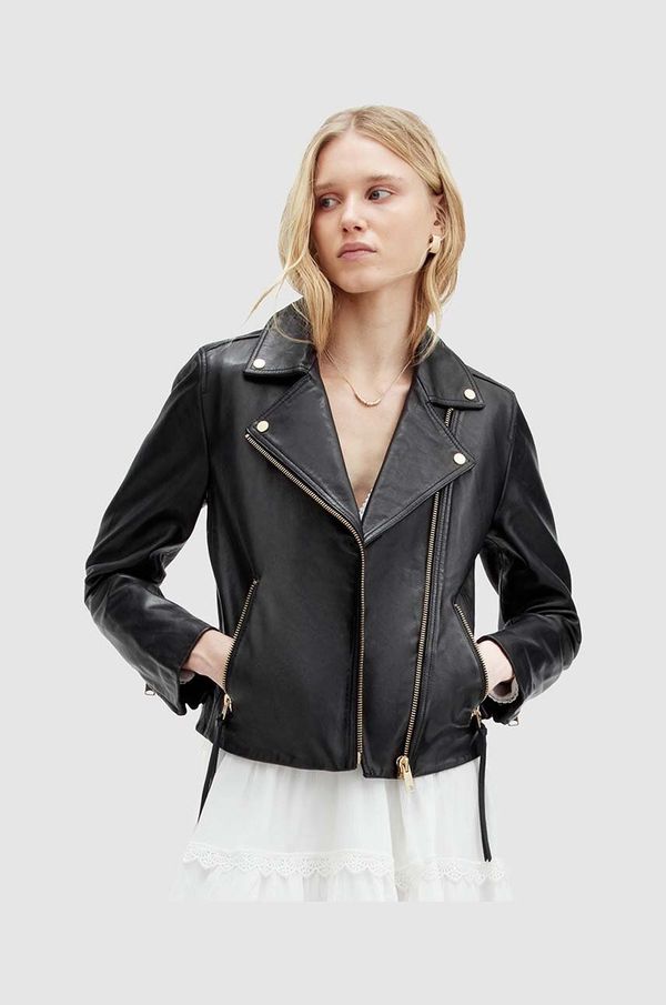 AllSaints Kožna jakna AllSaints DALBY za žene, boja: crna, za prijelazno razdoblje