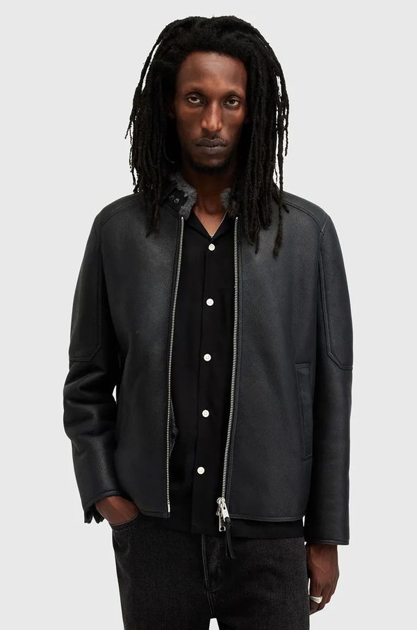 AllSaints Kožna jakna AllSaints HAYWARD za muškarce, boja: crna, za prijelazno razdoblje, M057LB