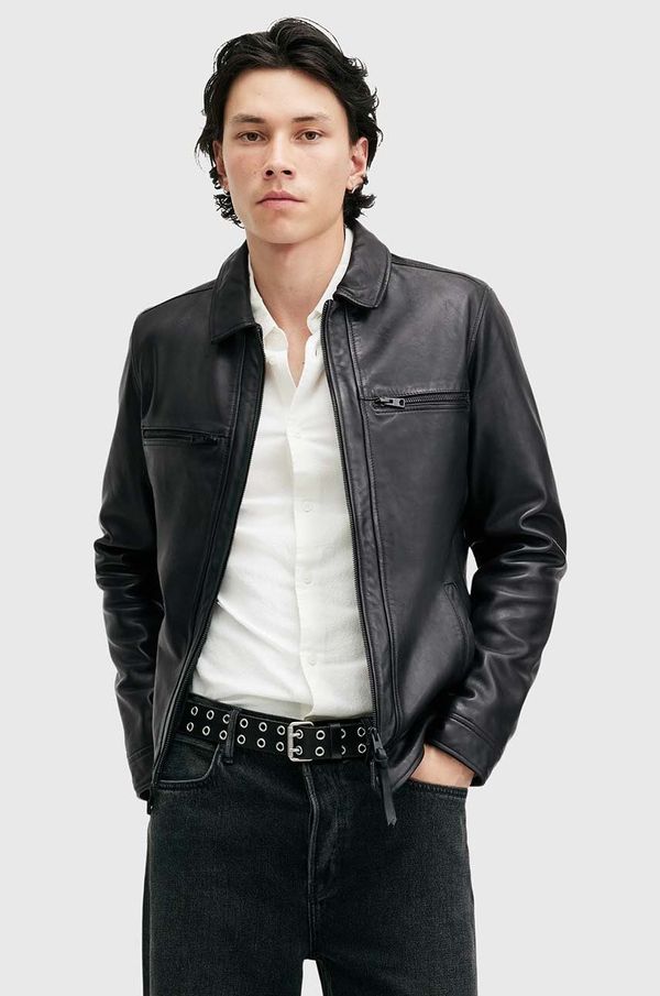 AllSaints Kožna jakna AllSaints LUCK JACKET za muškarce, boja: crna, za prijelazno razdoblje, M069LB