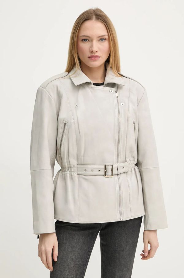 Gestuz Kožna jakna Gestuz za žene, boja: bež, za prijelazno razdoblje, oversize, 10909784