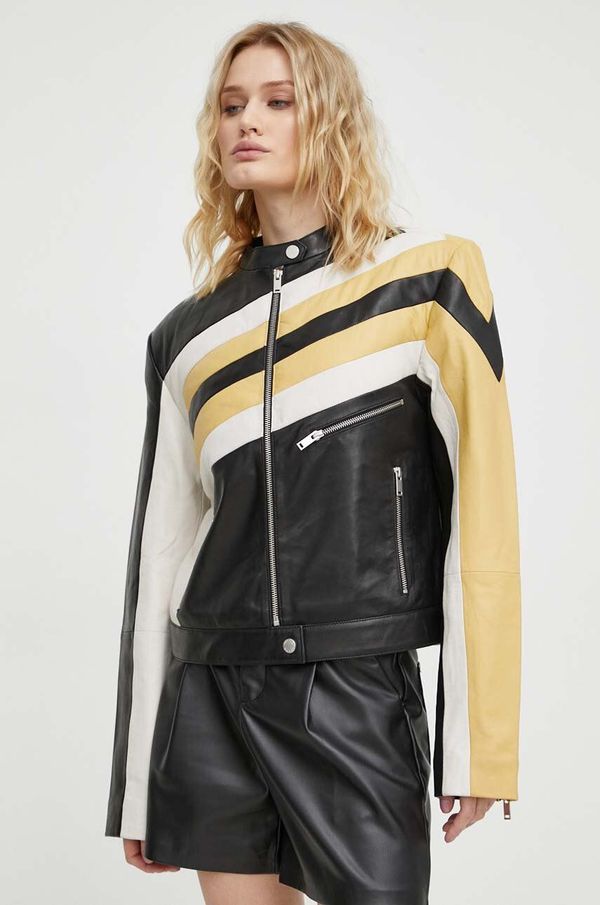 Gestuz Kožna jakna Gestuz za žene, boja: crna, za prijelazno razdoblje, 10908968