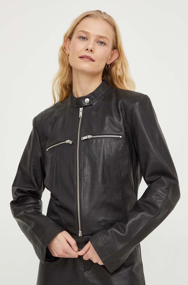 Gestuz Kožna jakna Gestuz za žene, boja: crna, za prijelazno razdoblje