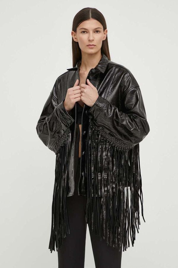 Herskind Kožna jakna Herskind ALLAN za žene, boja: crna, za prijelazno razdoblje, 5155125