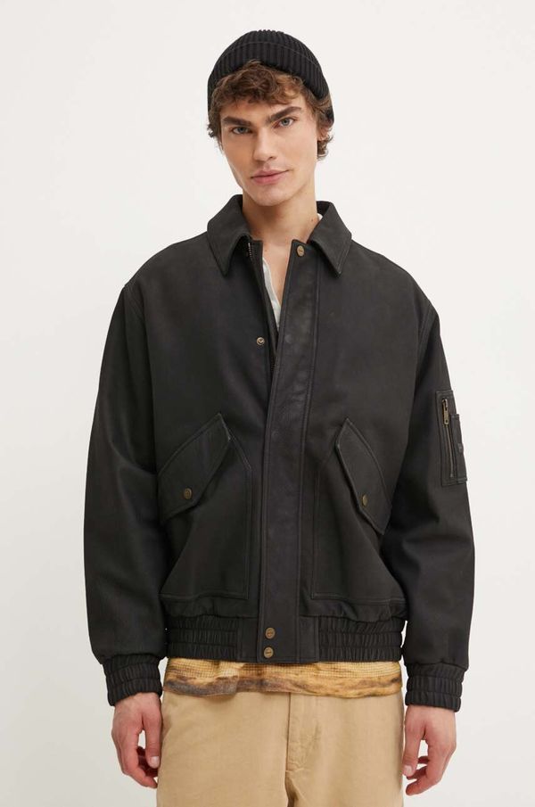 Hugo Kožna jakna HUGO za muškarce, boja: crna, za prijelazno razdoblje, 50516888