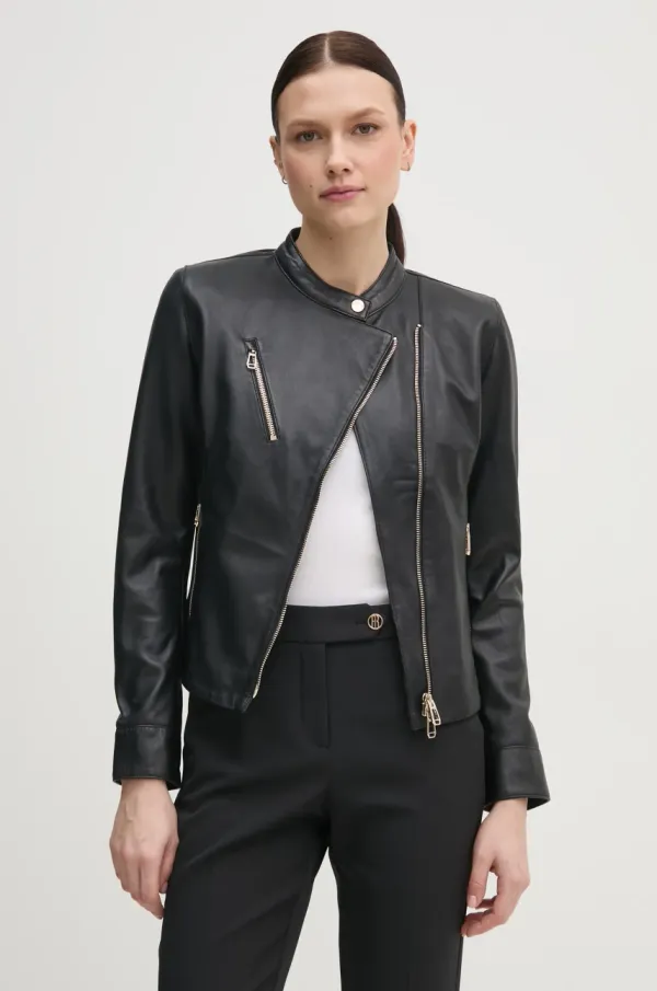 Joop! Kožna jakna Joop! Livia za žene, boja: crna, za prijelazno razdoblje, 80000715 180031