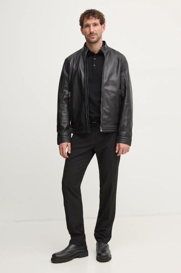 Joop! Kožna jakna Joop! za muškarce, boja: crna, za prijelazno razdoblje, 80000718 2620019