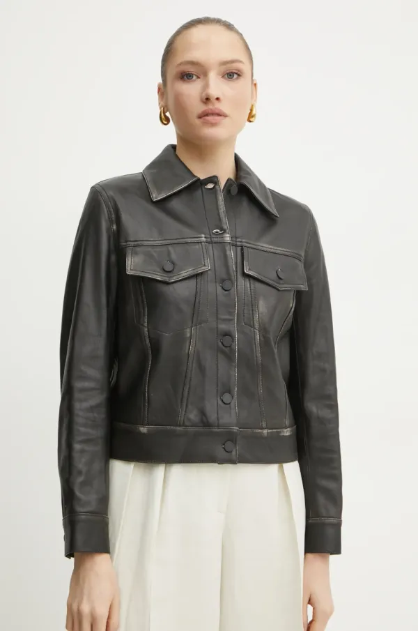 Liviana Conti Kožna jakna Liviana Conti boja: crna, za prijelazno razdoblje, F5SX35