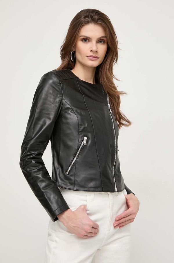 Patrizia Pepe Kožna jakna Patrizia Pepe za žene, boja: crna, za prijelazno razdoblje