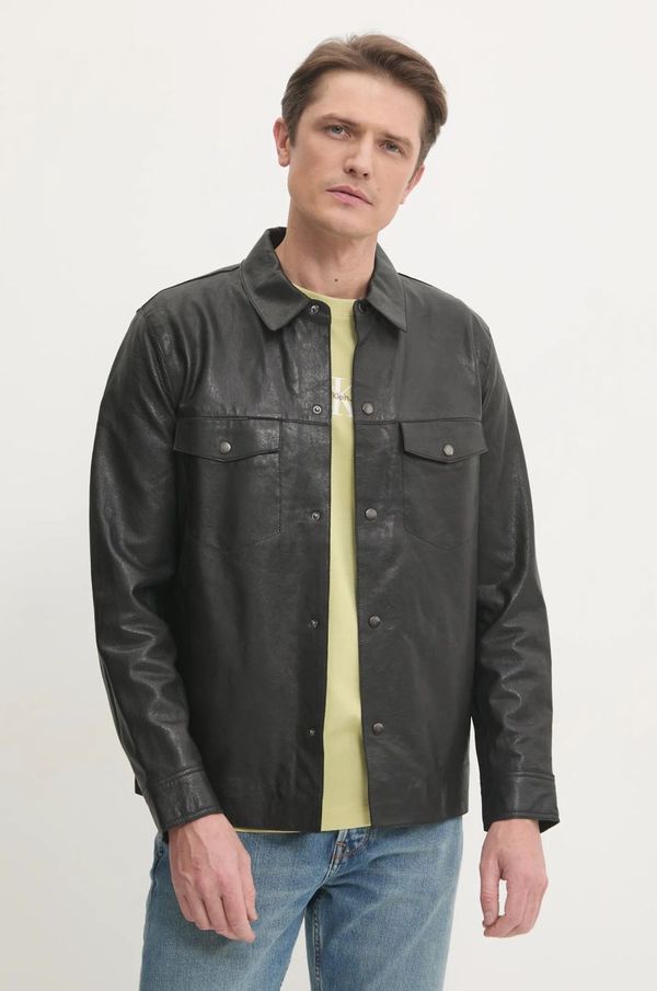 Pepe Jeans Kožna jakna Pepe Jeans MOORE V2 za muškarce, boja: crna, za prijelazno razdoblje, PM403059