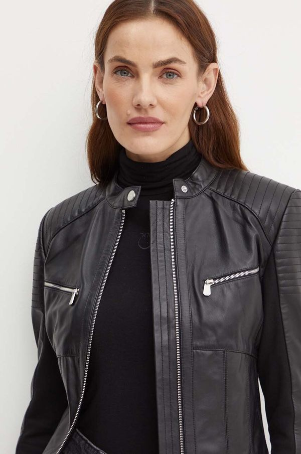 Pinko Kožna jakna Pinko za žene, boja: crna, za prijelazno razdoblje, 103883 Y75K