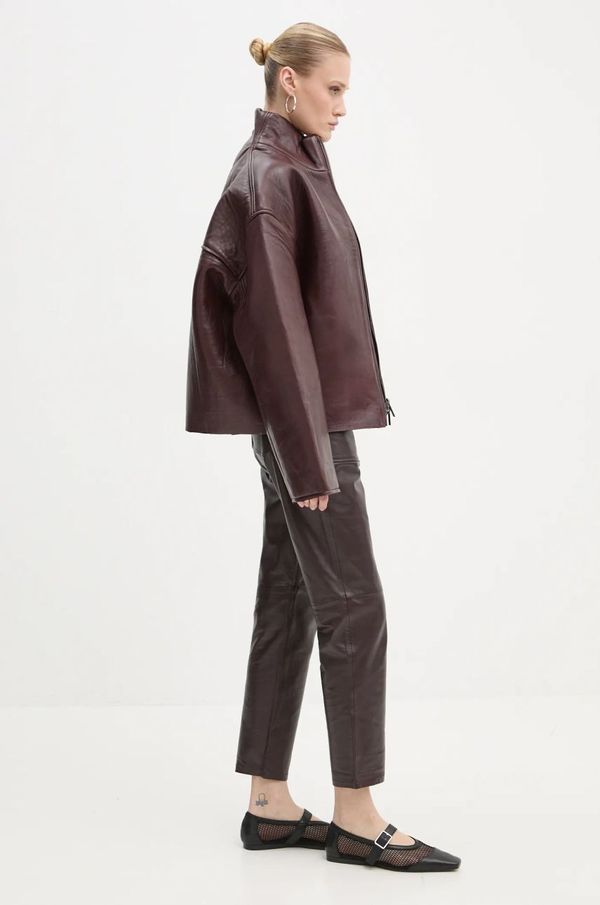 Remain Kožna jakna Remain za žene, boja: bordo, za prijelazno razdoblje, oversize, 502440