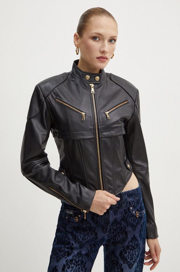 Versace Jeans Couture Kožna jakna Versace Jeans Couture za žene, boja: crna, za prijelazno razdoblje, 77HAVP04 CP009