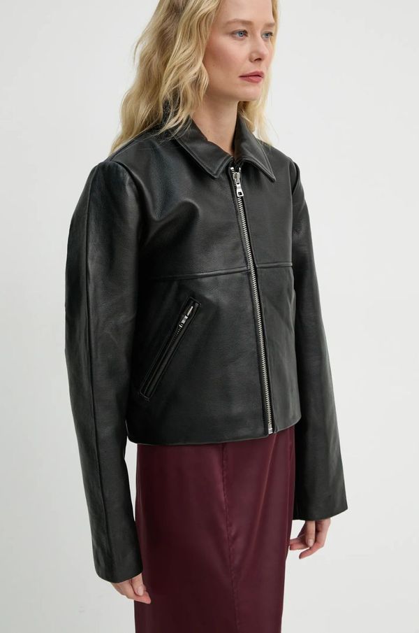 Won Hundred Kožna jakna Won Hundred za žene, boja: crna, za prijelazno razdoblje, 3350-16020