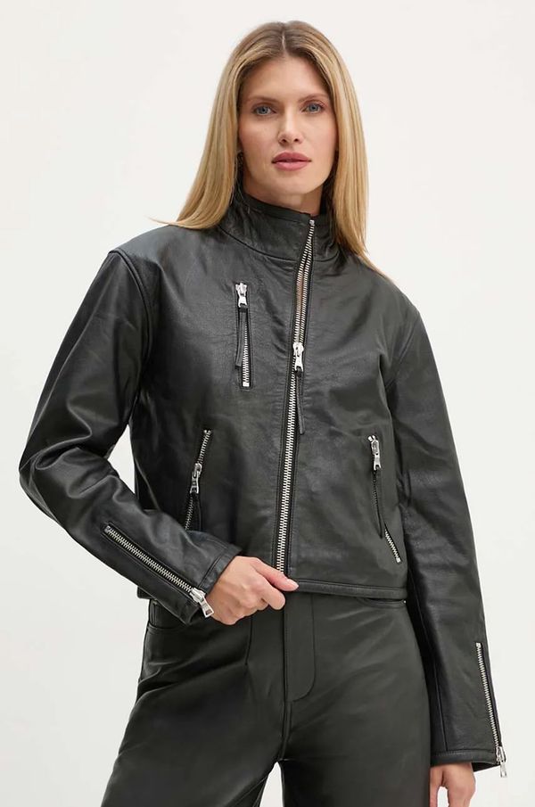 Won Hundred Kožna jakna Won Hundred za žene, boja: crna, za prijelazno razdoblje, 3444-16015