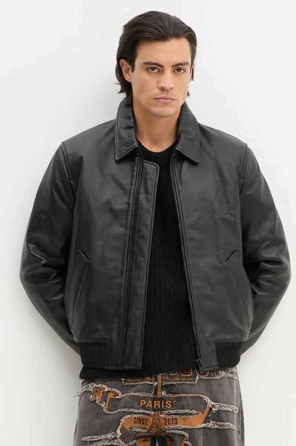 Zadig&Voltaire Kožna jakna ZADIG&VOLTAIRE za muškarce, boja: crna, za prijelazno razdoblje, RMOW00108