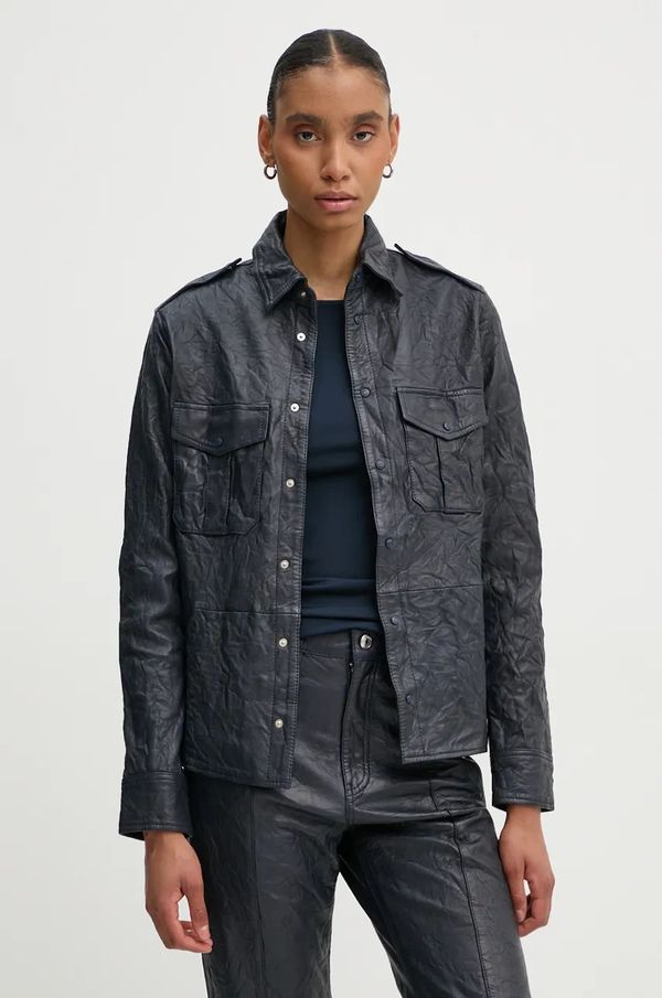 Zadig&Voltaire Kožna jakna ZADIG&VOLTAIRE za žene, boja: tamno plava, za prijelazno razdoblje, RWSH00029