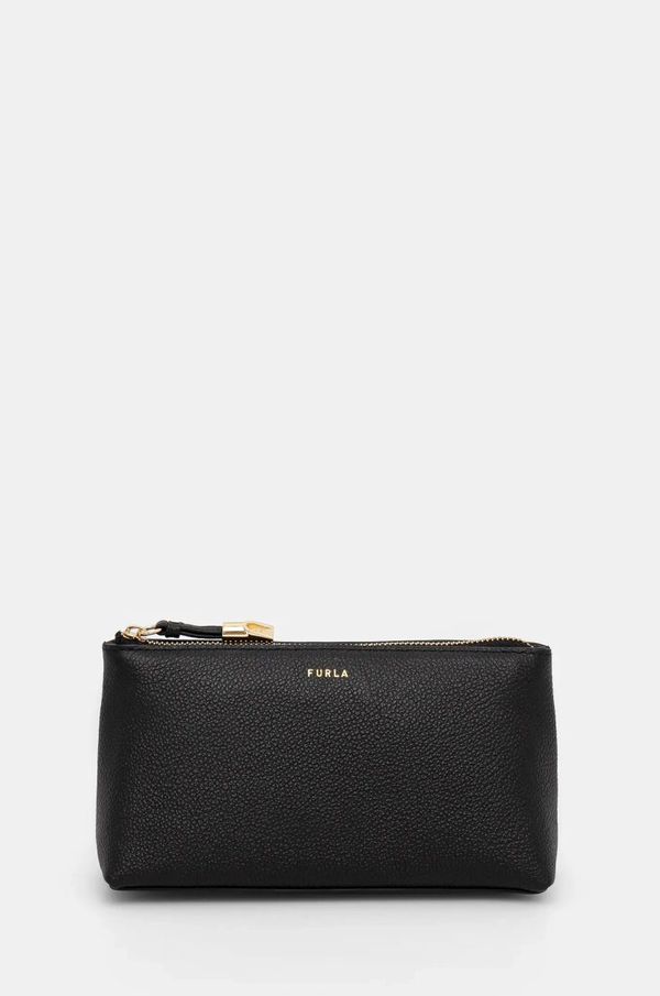 Furla Kožna kozmetička torbica Furla boja: crna, WE00710 BX3036 O6000