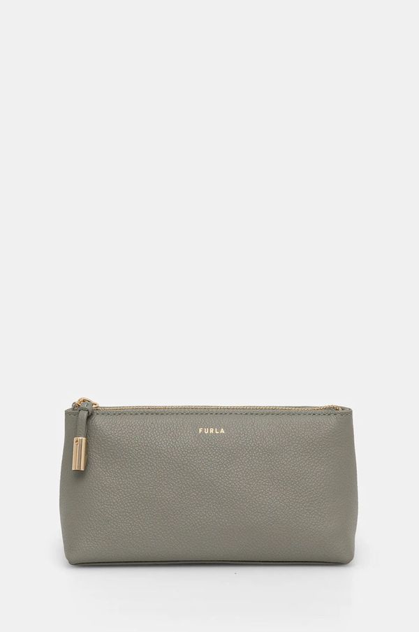 Furla Kožna kozmetička torbica Furla boja: zelena, WE00710 BX3036 AG700