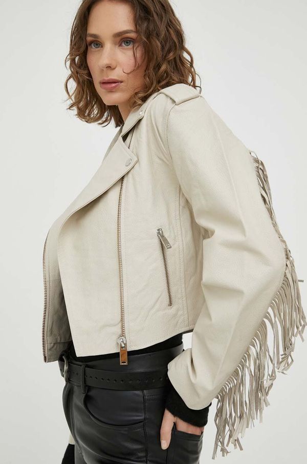 2NDDAY Kožna ramones jakna 2NDDAY za žene, boja: bež, za prijelazno razdoblje