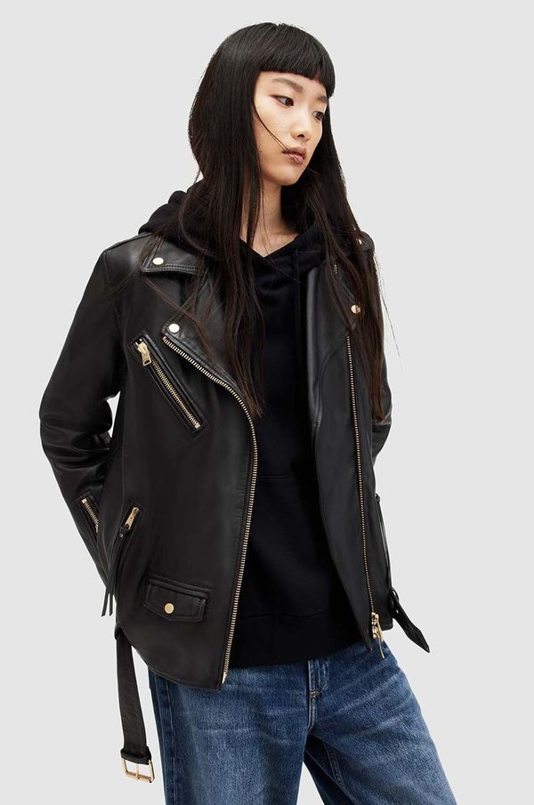 AllSaints Kožna ramones jakna AllSaints za žene, boja: crna, za prijelazno razdoblje