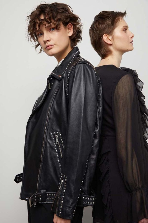 Answear Lab Kožna ramones jakna Answear Lab za žene, boja: crna, za prijelazno razdoblje