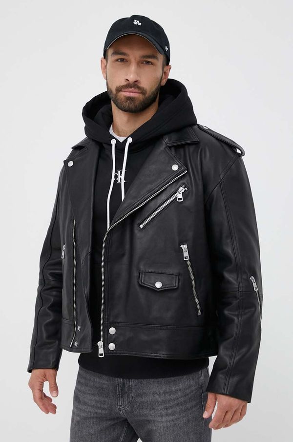 Calvin Klein Jeans Kožna ramones jakna Calvin Klein Jeans za muškarce, boja: crna, za prijelazno razdoblje