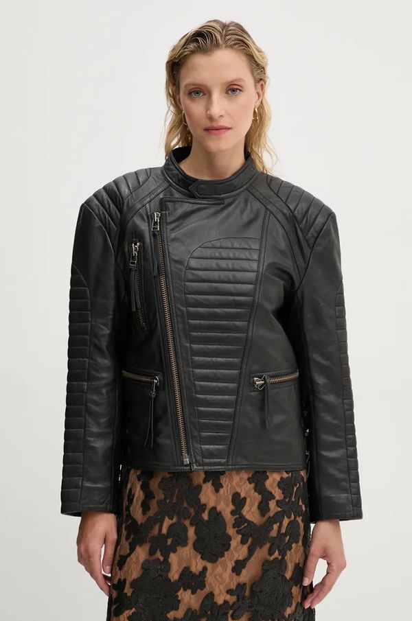 MUNTHE Kožna ramones jakna MUNTHE TWEEKIE za žene, boja: crna, za prijelazno razdoblje, 243152224304