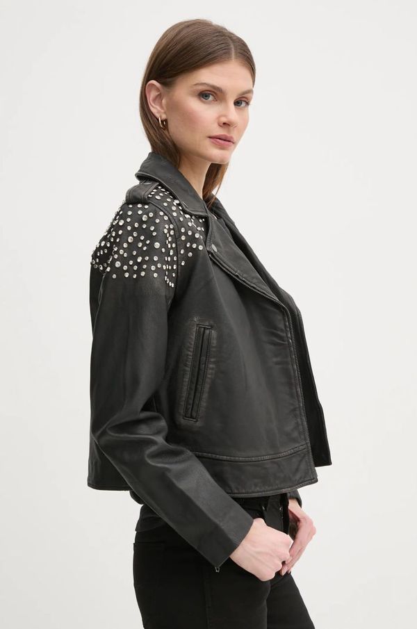Pepe Jeans Kožna ramones jakna Pepe Jeans FANTASY za žene, boja: crna, za prijelazno razdoblje, PL402523