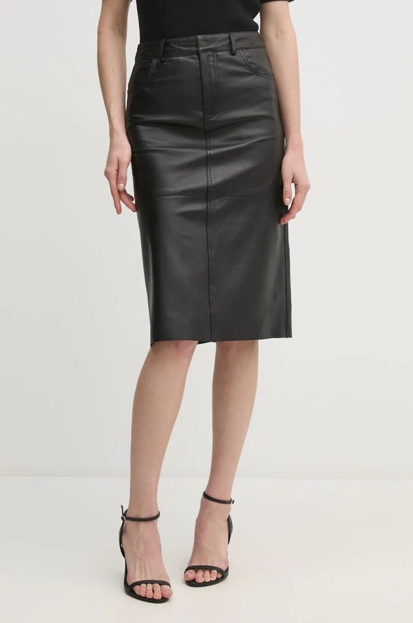 Joop! Kožna suknja Joop! Lynn boja: crna, midi, pencil, 80000717 180031