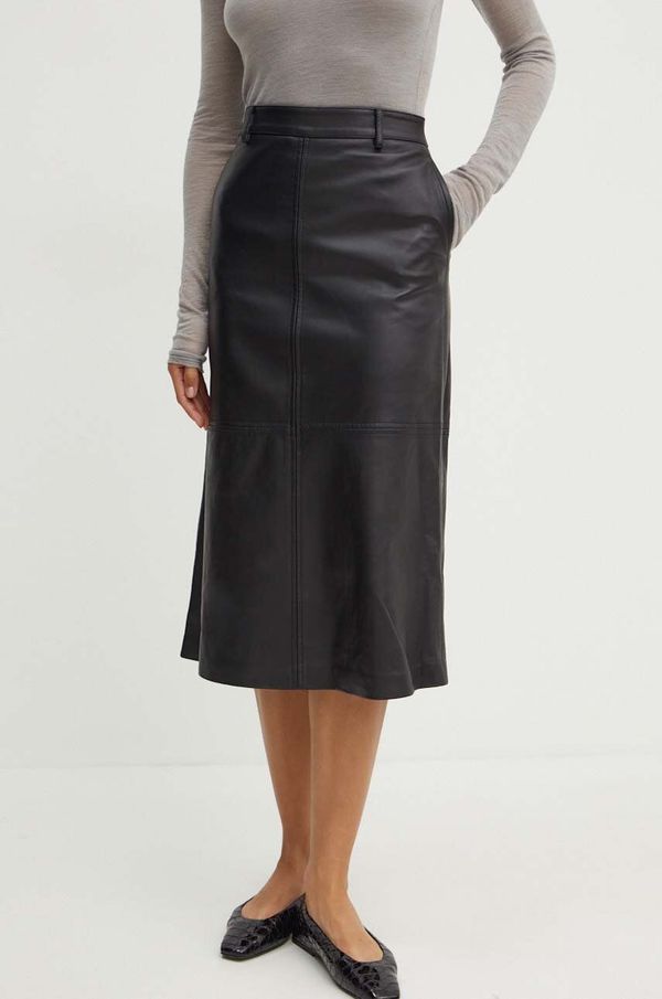 Liviana Conti Kožna suknja Liviana Conti boja: crna, midi, ravna, F4WX20