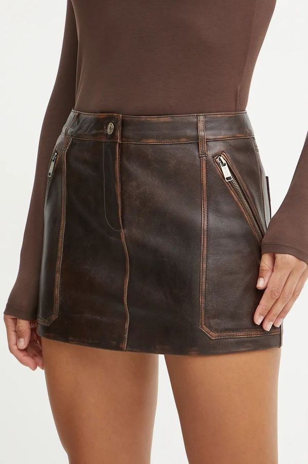 MICHAEL Michael Kors Kožna suknja MICHAEL Michael Kors boja: smeđa, mini, širi se prema dolje, MF470G2F24