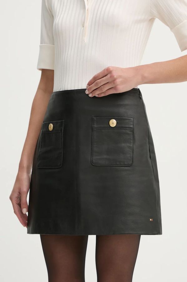 Tommy Hilfiger Kožna suknja Tommy Hilfiger boja: crna, mini, ravna, WW0WW43782