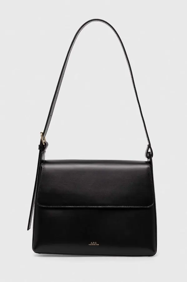 A.P.C. Kožna torba A.P.C. sac virginie flap boja: crna, PXBRU.F61924