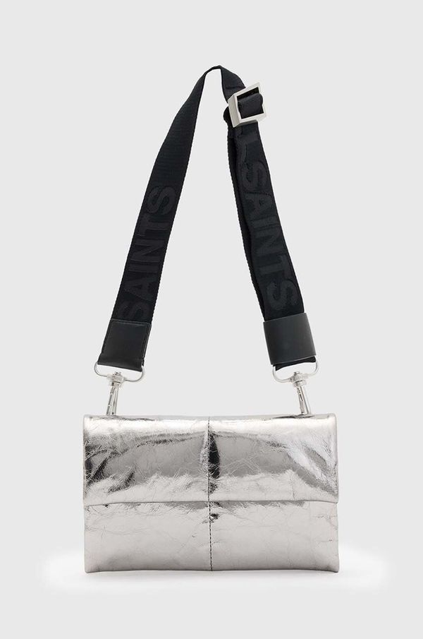 AllSaints Kožna torba AllSaints EZRA QUILT CROSSBODY boja: srebrna, W308XB