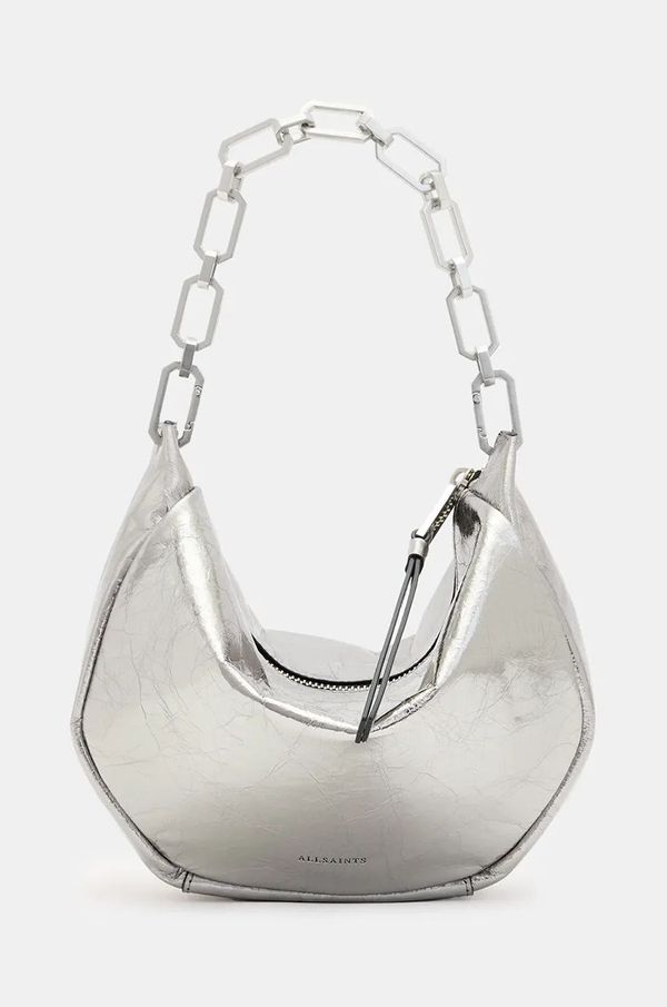 AllSaints Kožna torba AllSaints MADEA MINI boja: srebrna, W221XB