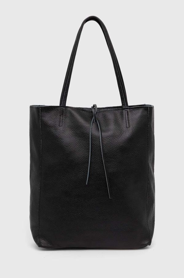 Answear Lab Kožna torba Answear Lab boja: crna