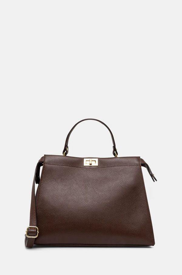 Answear Lab Kožna torba Answear Lab boja: smeđa