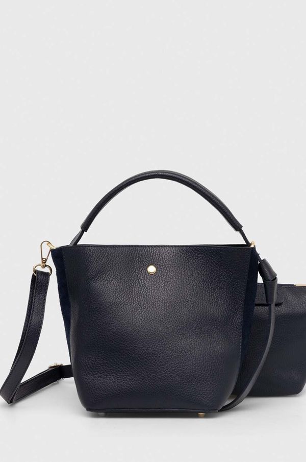 Answear Lab Kožna torba Answear Lab boja: tamno plava