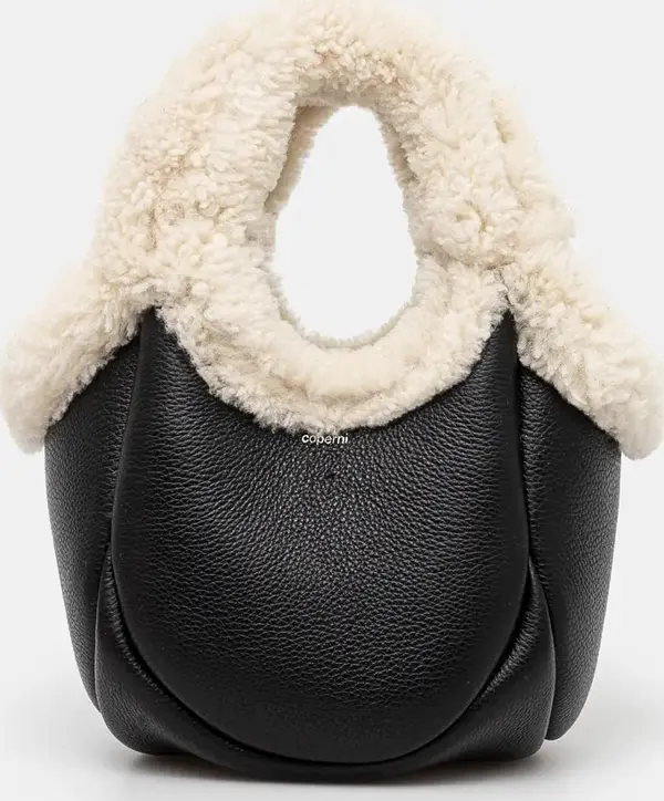 coperni Kožna torba Coperni Shearling Mini Bucket Swipe Bag