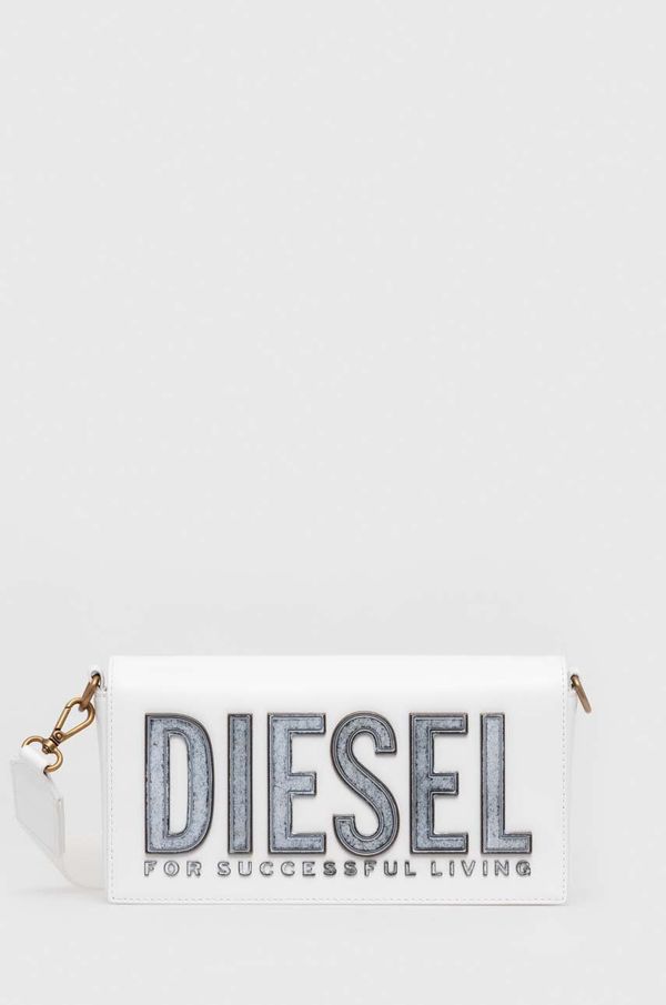 Diesel Kožna torba Diesel BISCOTTO SHOULDER BAG boja: bijela, X09775.P6183