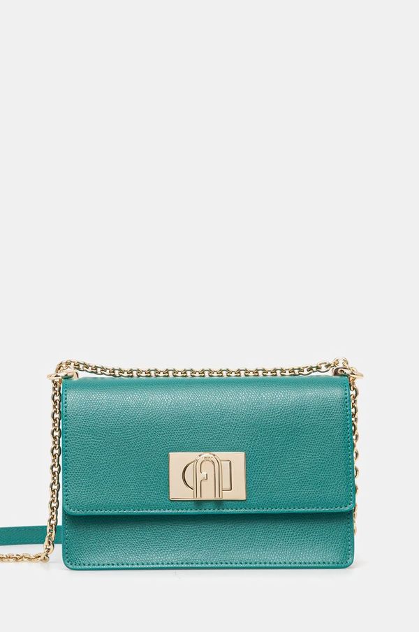 Furla Kožna torba Furla boja: zelena, BAFKACO ARE000 D7D00