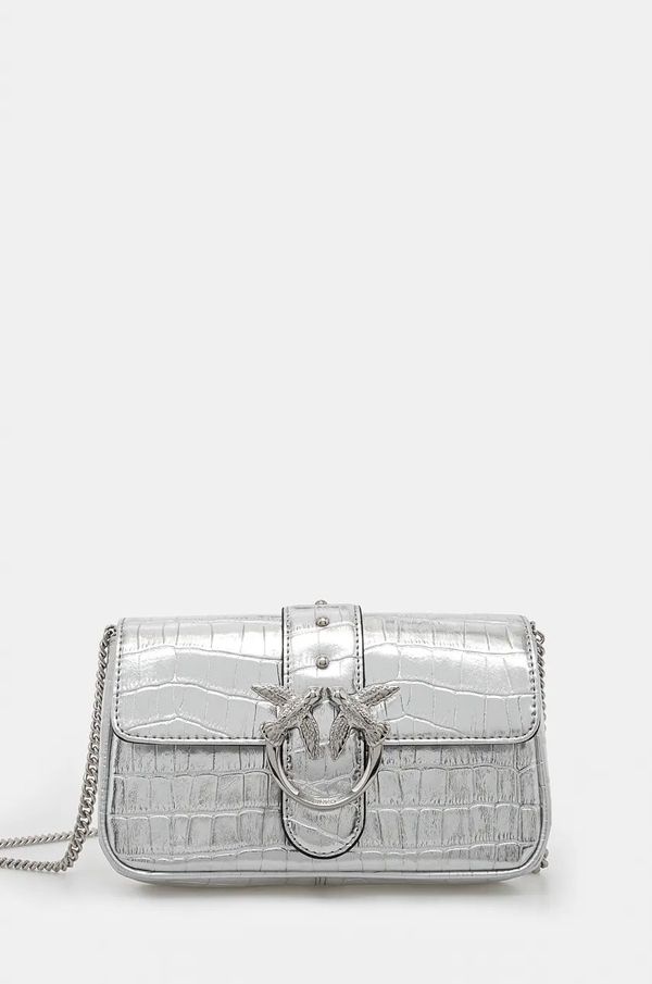 Pinko Kožna torba Pinko boja: srebrna, 103838 A1W5