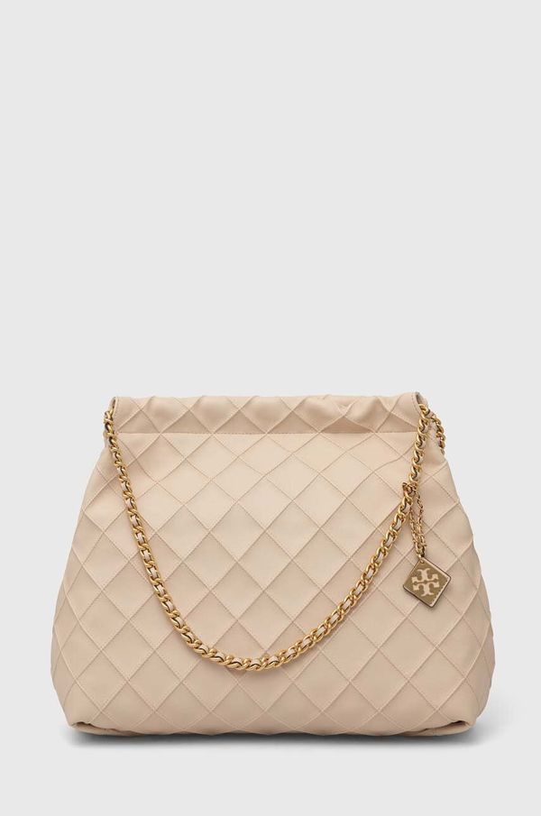 Tory Burch Kožna torba Tory Burch Fleming Soft Drawstring boja: bež, 154572.122