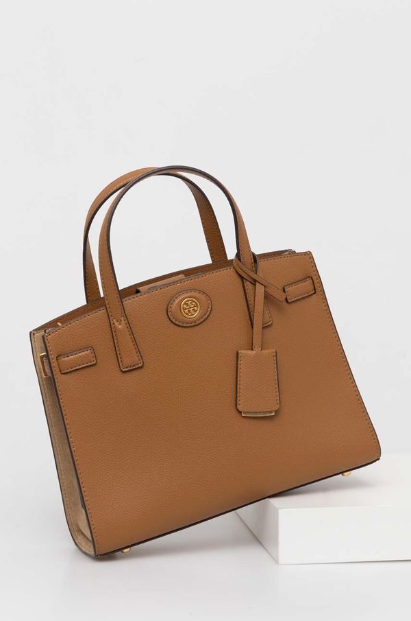Tory Burch Kožna torba Tory Burch Robinson Pebbled Small boja: smeđa, 152752.202