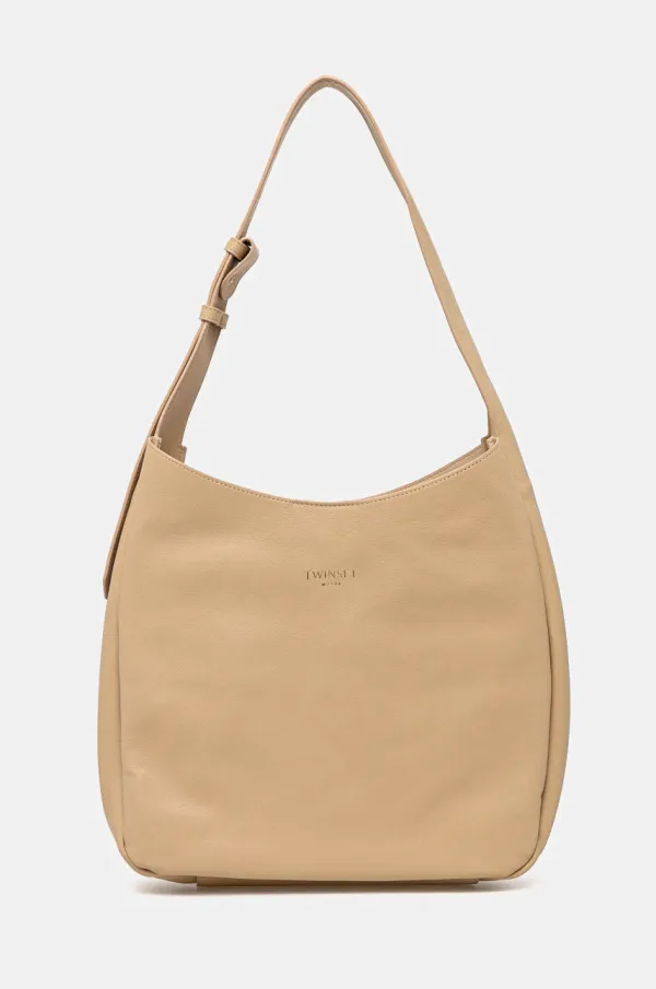 Twinset Kožna torba Twinset boja: bež, 251TD8331