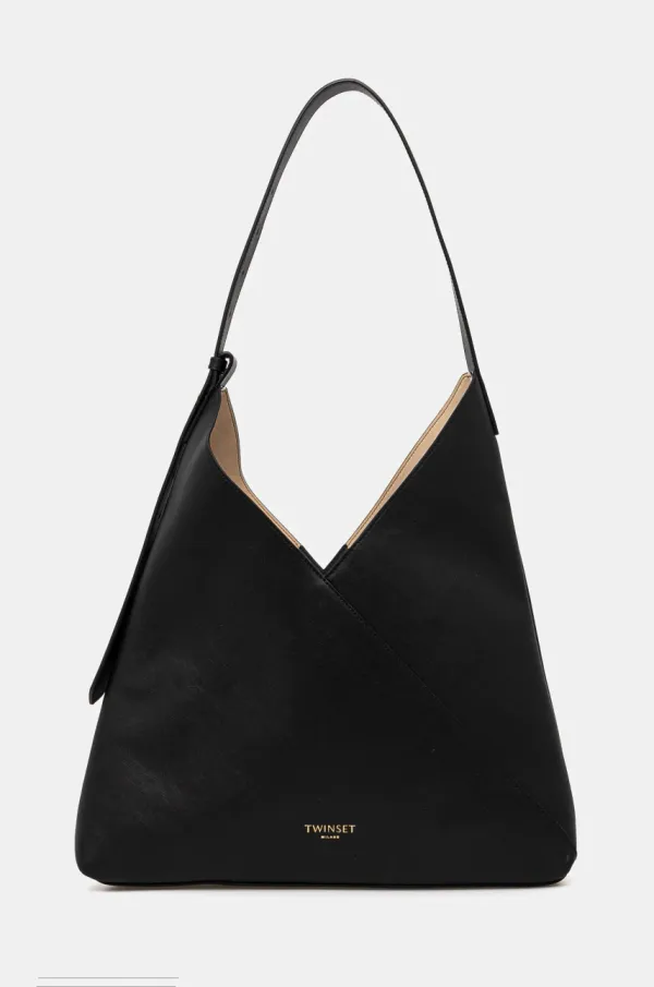 Twinset Kožna torba Twinset boja: crna, 251TD8330