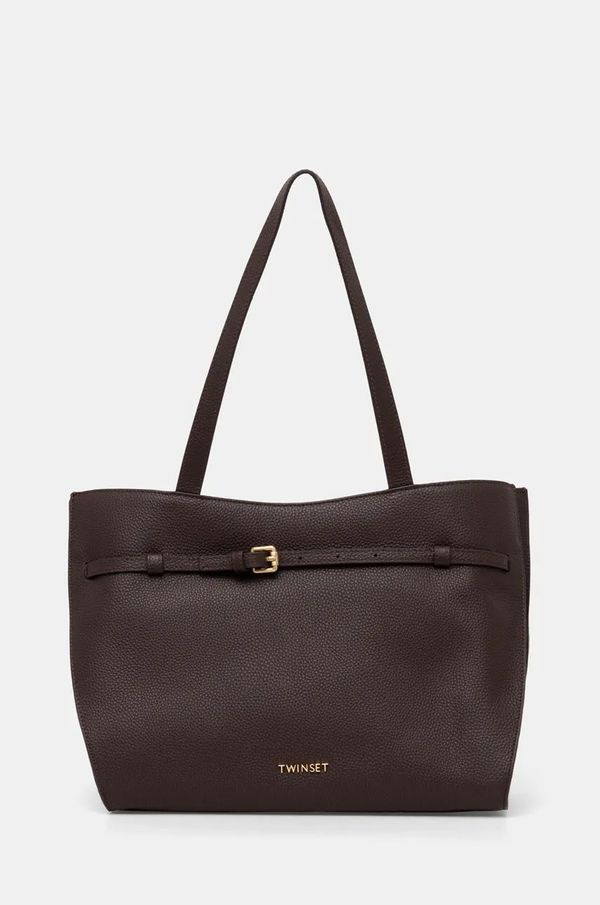Twinset Kožna torba Twinset boja: smeđa, 242TD8370